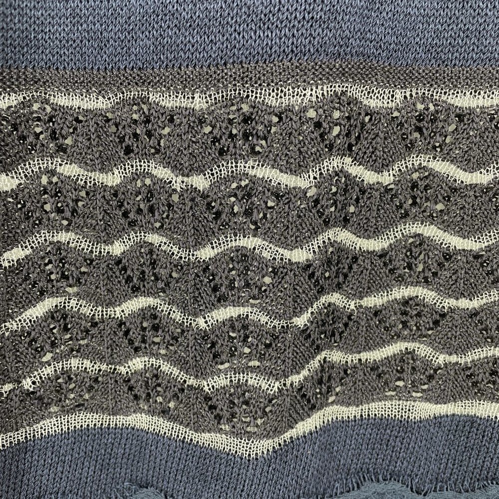 Christian Lacroix Vintage Navy Black Stripe Knit Pencil Skirt Lace Sequin Trim S - Picture 5 of 10